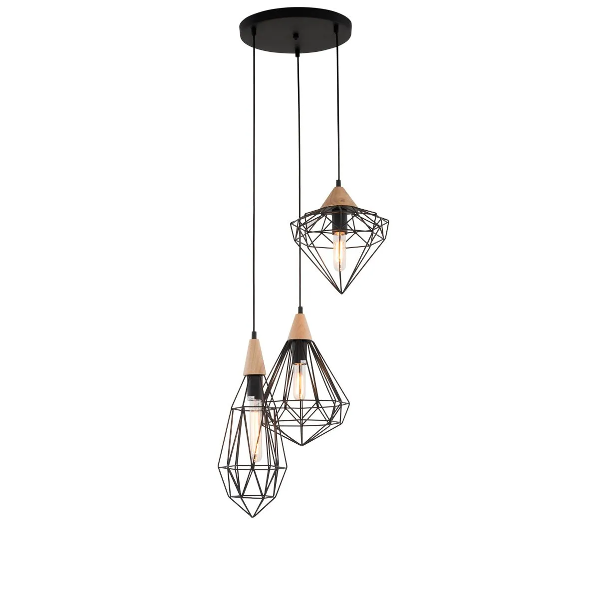 Maelle, retro lampa wisząca, czarna, E27, MDM-2591/3 BK